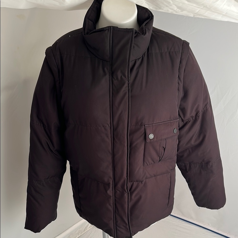 Calvin Klein vintage Y2K black fleece lined convertible puffer coat